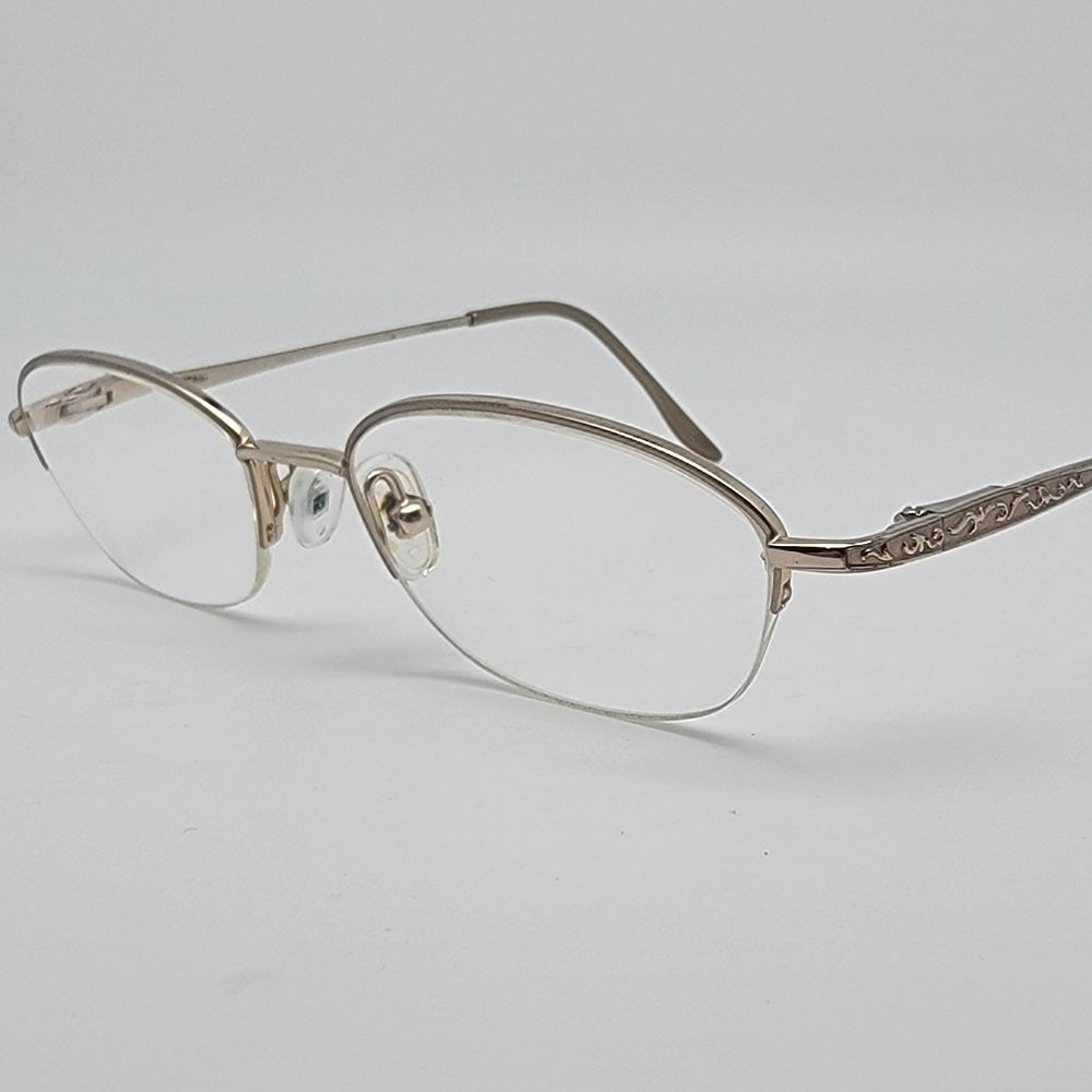 *SOLD* Marchon Tres Jolie 118 Champaign Silver Half Rime Eyeglasses Frame 47mm